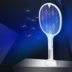 Emart™ 4-in-1 Electric Mosquito Swatter & Bug Zapper – Foldable 3000V Insect Killer Racket with Fly Trap Function, USB Rechargeable