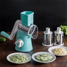 Emart™ Vegetable Cutter & Slicer Manual Kitchen Chopper Machine With 3 Sharp Drums Multifunctional Garlic Potato Shredder