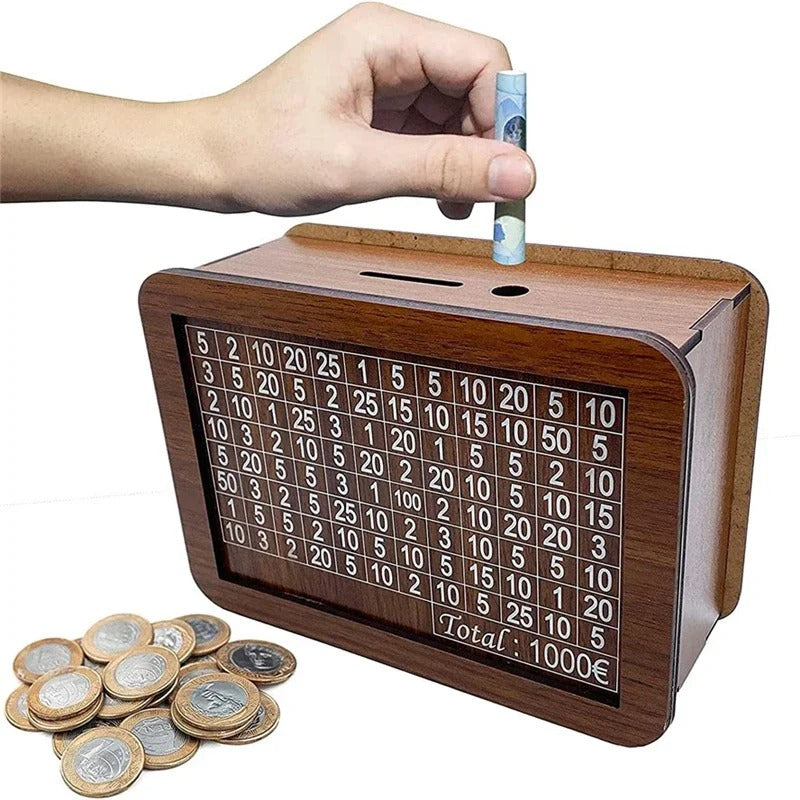 emart™ Umrah Saving Box – 280 Days Wooden Islamic Money Box for Hajj & Umrah Goals