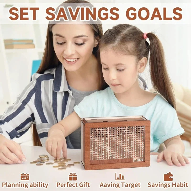 emart™ Umrah Saving Box – 280 Days Wooden Islamic Money Box for Hajj & Umrah Goals