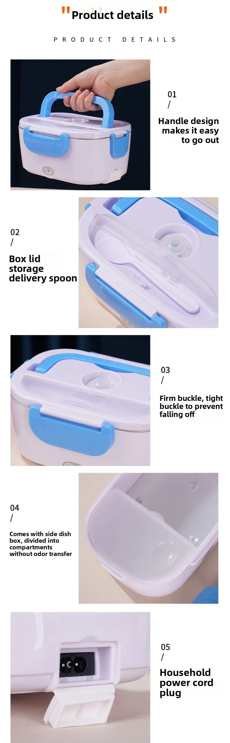Emart™110V 220V Electric Heating and Thermal Insulation Lunch Box Plastic Liner Kitchen Household Electric Lunch Box 65 ° Convenient