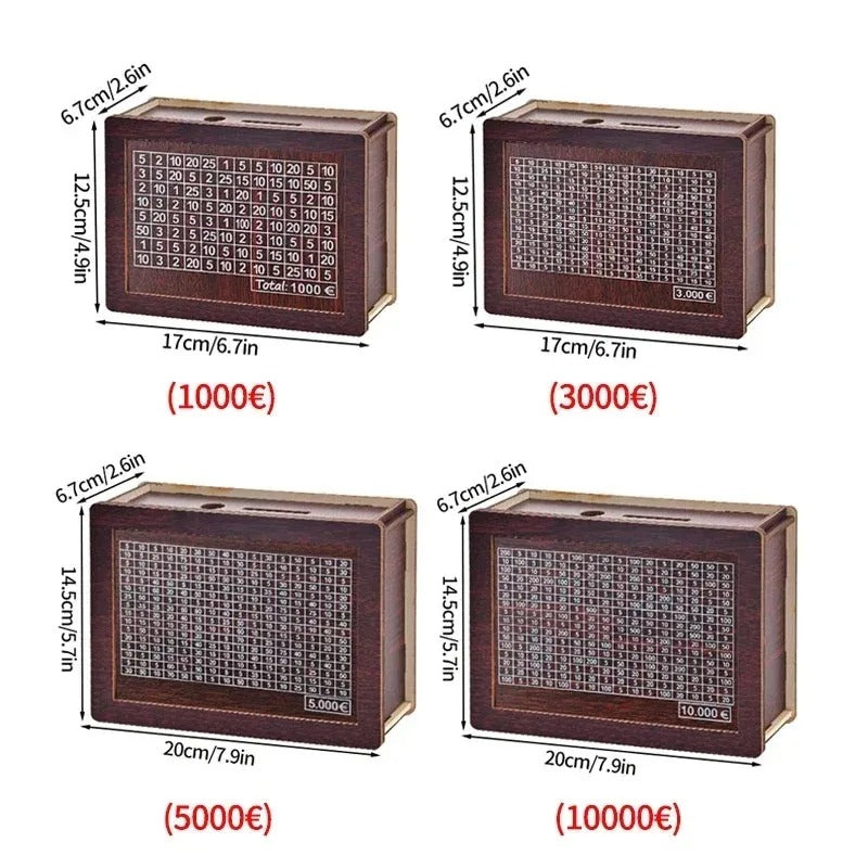 emart™ Umrah Saving Box – 280 Days Wooden Islamic Money Box for Hajj & Umrah Goals