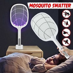 Emart™ 4-in-1 Electric Mosquito Swatter & Bug Zapper – Foldable 3000V Insect Killer Racket with Fly Trap Function, USB Rechargeable