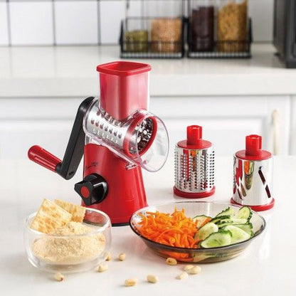 Emart™ Vegetable Cutter & Slicer Manual Kitchen  Chopper Machine With 3 Sharp Drums Multifunctional Garlic Potato Shredder