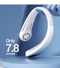 Emart™ Portable Hanging Neck Fan – 360° Leafless Cooling with 78 Surround Air Outlets, USB Rechargeable, 1200mAh Battery