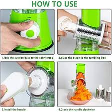 Emart™ Vegetable Cutter & Slicer Manual Kitchen  Chopper Machine With 3 Sharp Drums Multifunctional Garlic Potato Shredder