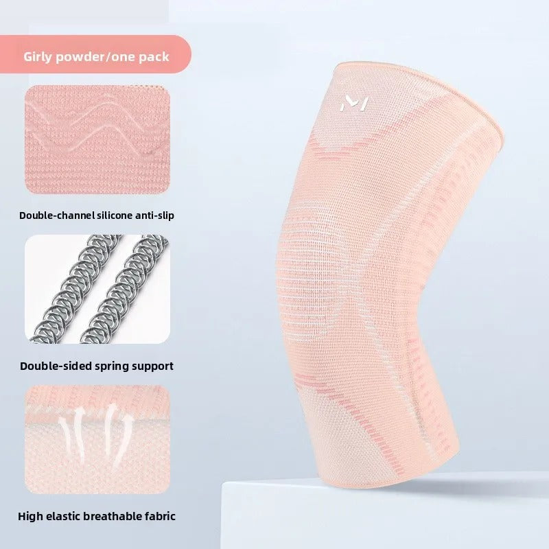 Sports Knee Pads with Silicone Anti-Slip Ring, Nylon Knit Knee Support for Fitness