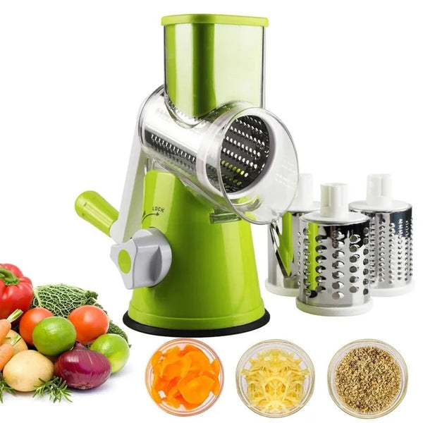 Manual Rotary Cheese Grater & Vegetable Cutter – Multifunctional Potato Slicer, Mandoline Chopper & Shredder