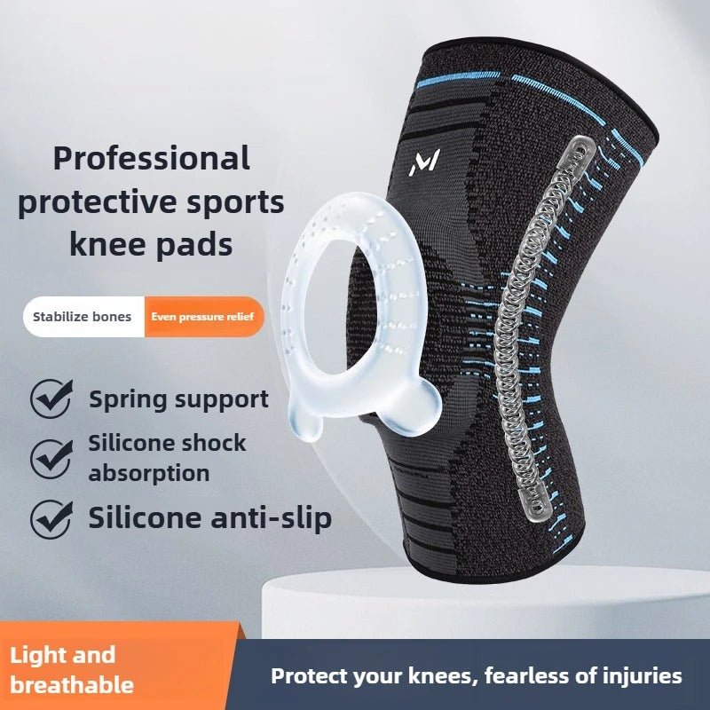 Sports Knee Pads with Silicone Anti-Slip Ring, Nylon Knit Knee Support for Fitness