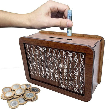 emart™ Umrah Saving Box – 280 Days Wooden Islamic Money Box for Hajj & Umrah Goals