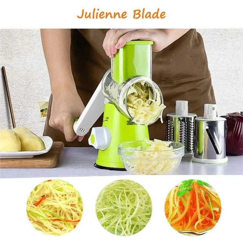 Manual Rotary Cheese Grater & Vegetable Cutter – Multifunctional Potato Slicer, Mandoline Chopper & Shredder