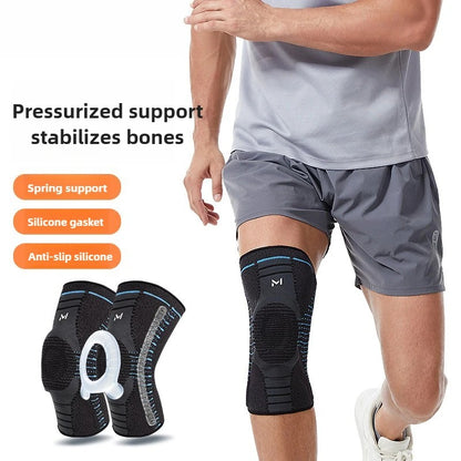 Sports Knee Pads with Silicone Anti-Slip Ring, Nylon Knit Knee Support for Fitness