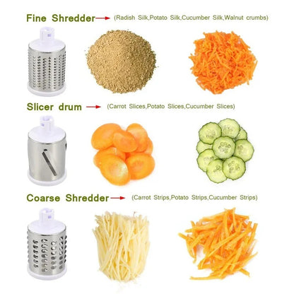 Manual Rotary Cheese Grater & Vegetable Cutter – Multifunctional Potato Slicer, Mandoline Chopper & Shredder