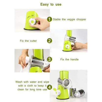 Manual Rotary Cheese Grater & Vegetable Cutter – Multifunctional Potato Slicer, Mandoline Chopper & Shredder
