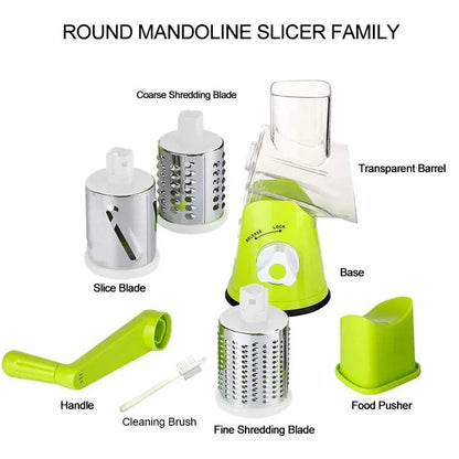 Manual Rotary Cheese Grater & Vegetable Cutter – Multifunctional Potato Slicer, Mandoline Chopper & Shredder